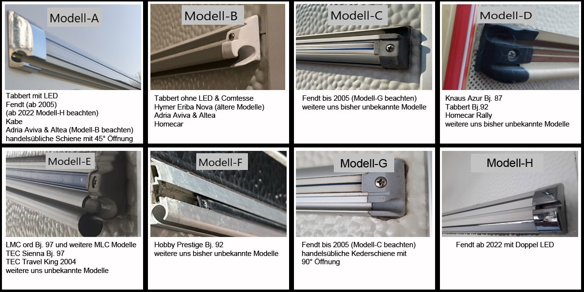 Haken Set Kederschiene für Wohnwagen und Caravan